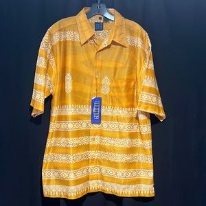 URGE mesh Hawaiian print short sleeve button front shirt-NWT